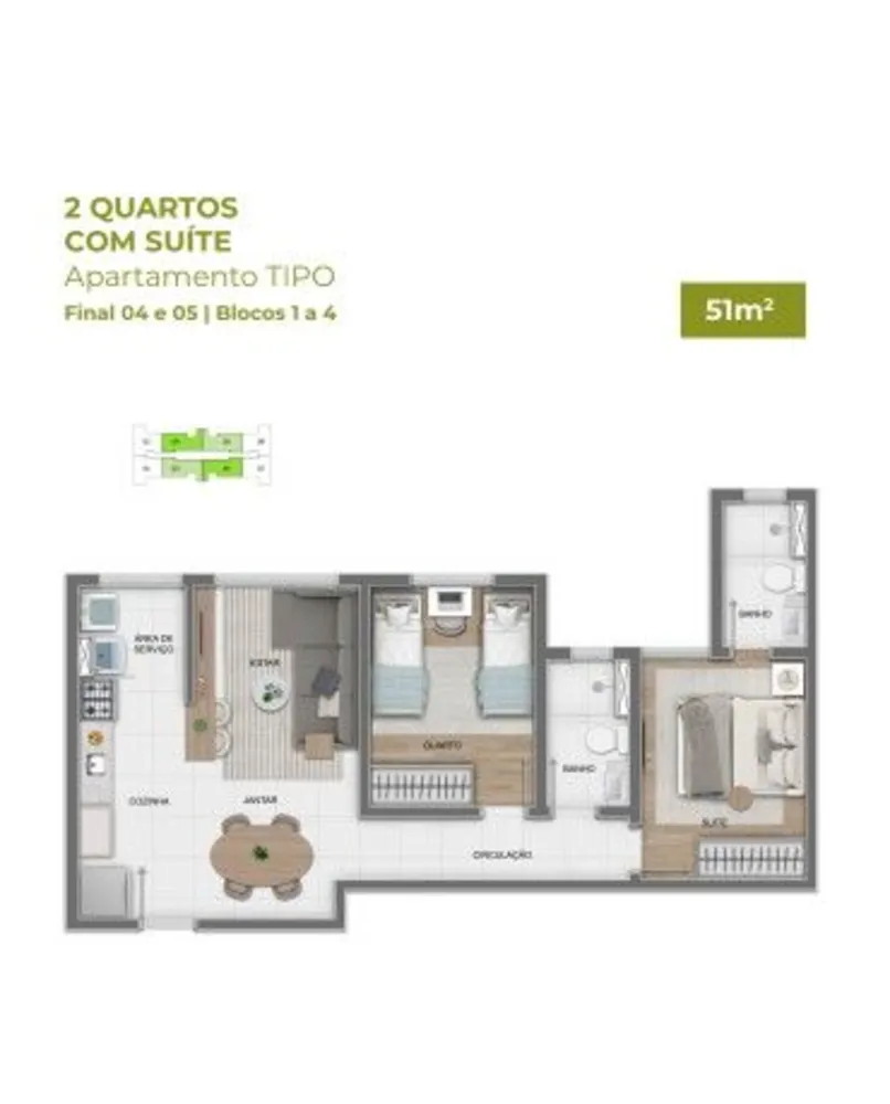Apartamento, 2 quartos, 51 m² - Foto 1