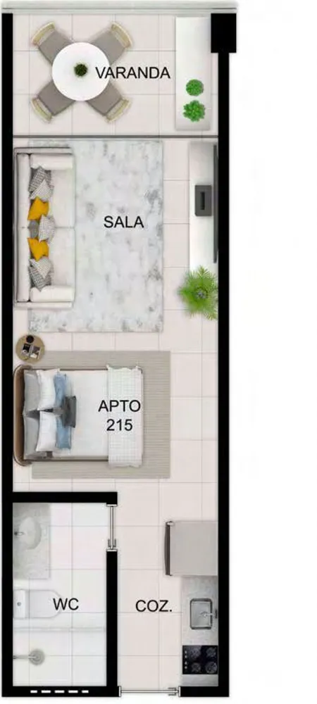 Apartamento, 1 quarto, 28 m² - Foto 3