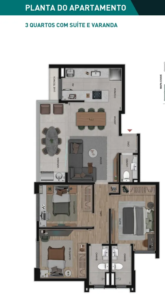 Apartamento, 3 quartos, 77 m² - Foto 3