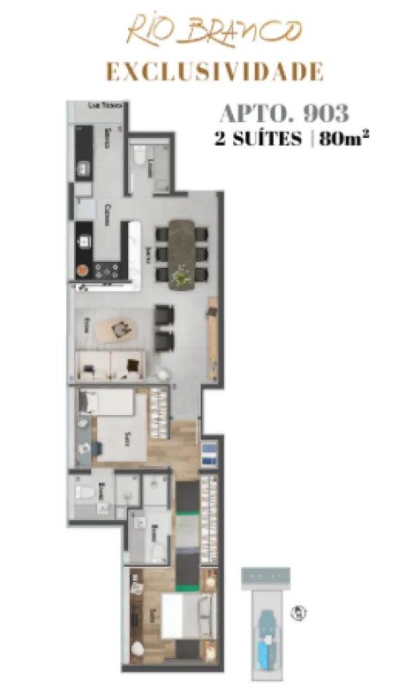 Apartamento, 2 quartos, 80 m² - Foto 2