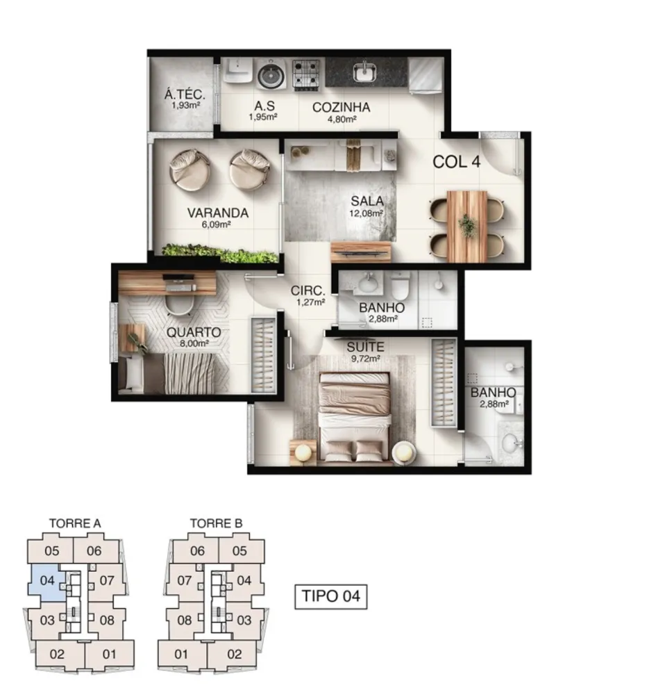 Apartamento, 2 quartos, 60 m² - Foto 4