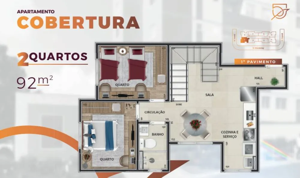 Cobertura, 2 quartos, 62 m² - Foto 1