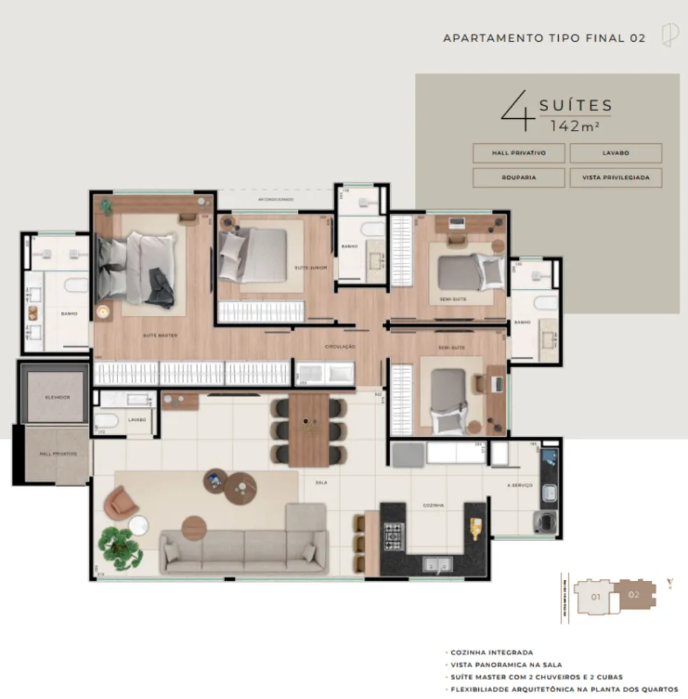 Apartamento, 4 quartos, 142 m² - Foto 3