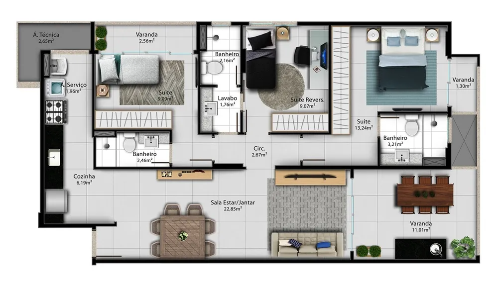 Apartamento, 3 quartos, 103 m² - Foto 6