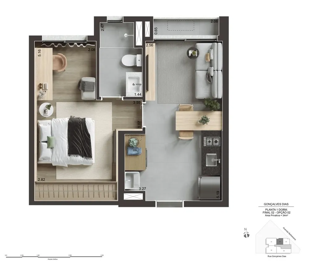 Apartamento, 1 quarto, 34 m² - Foto 8