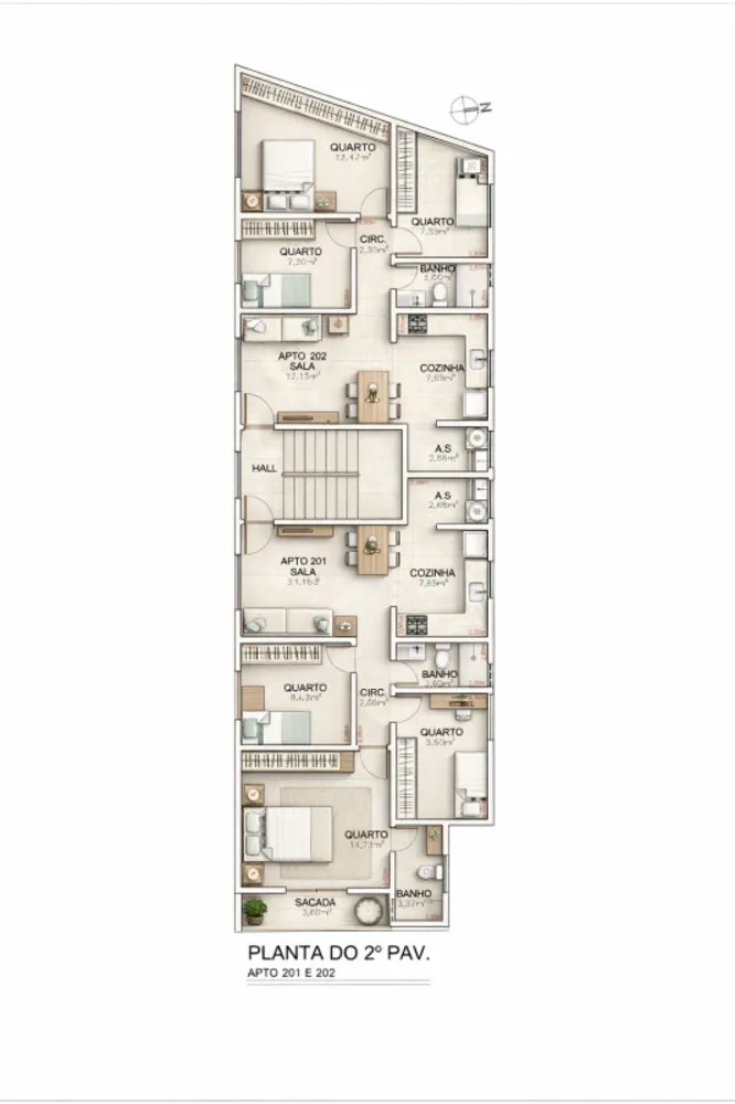 Apartamento, 3 quartos, 77 m² - Foto 2
