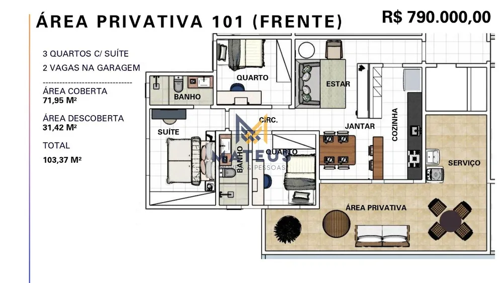Apartamento, 3 quartos, 103 m² - Foto 3