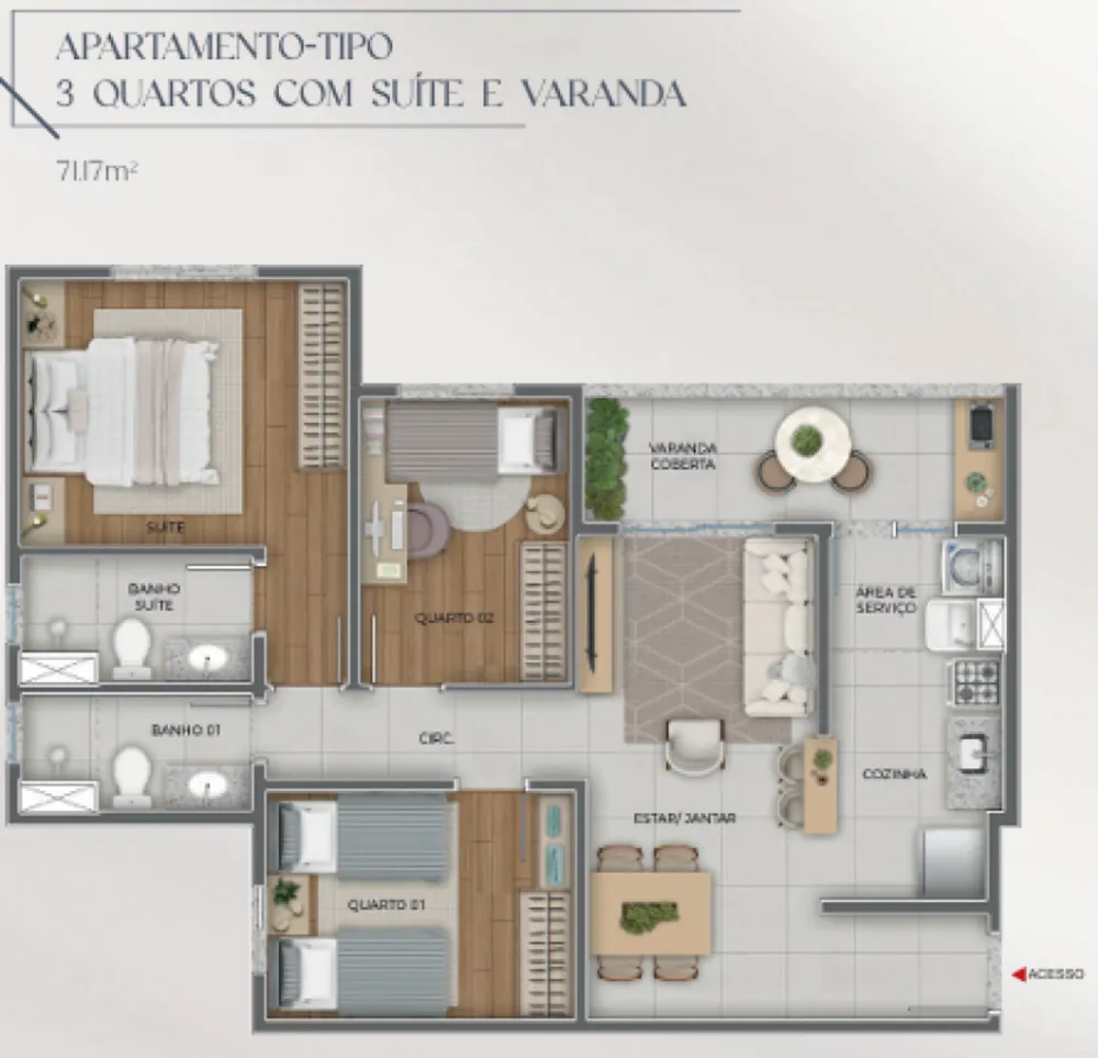 Apartamento, 3 quartos, 71 m² - Foto 7
