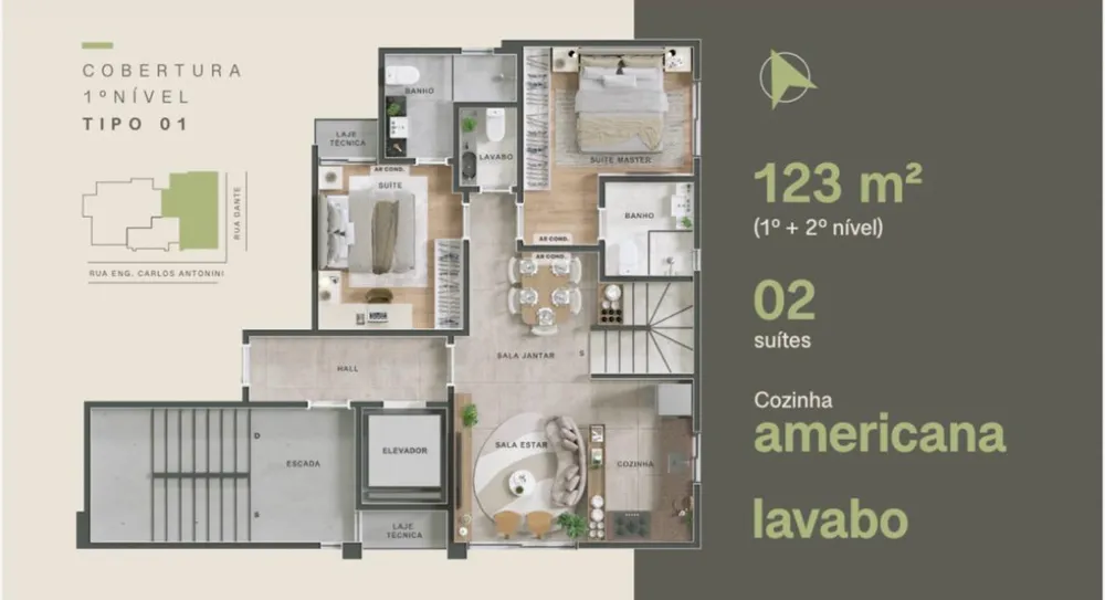 Cobertura, 2 quartos, 123 m² - Foto 3