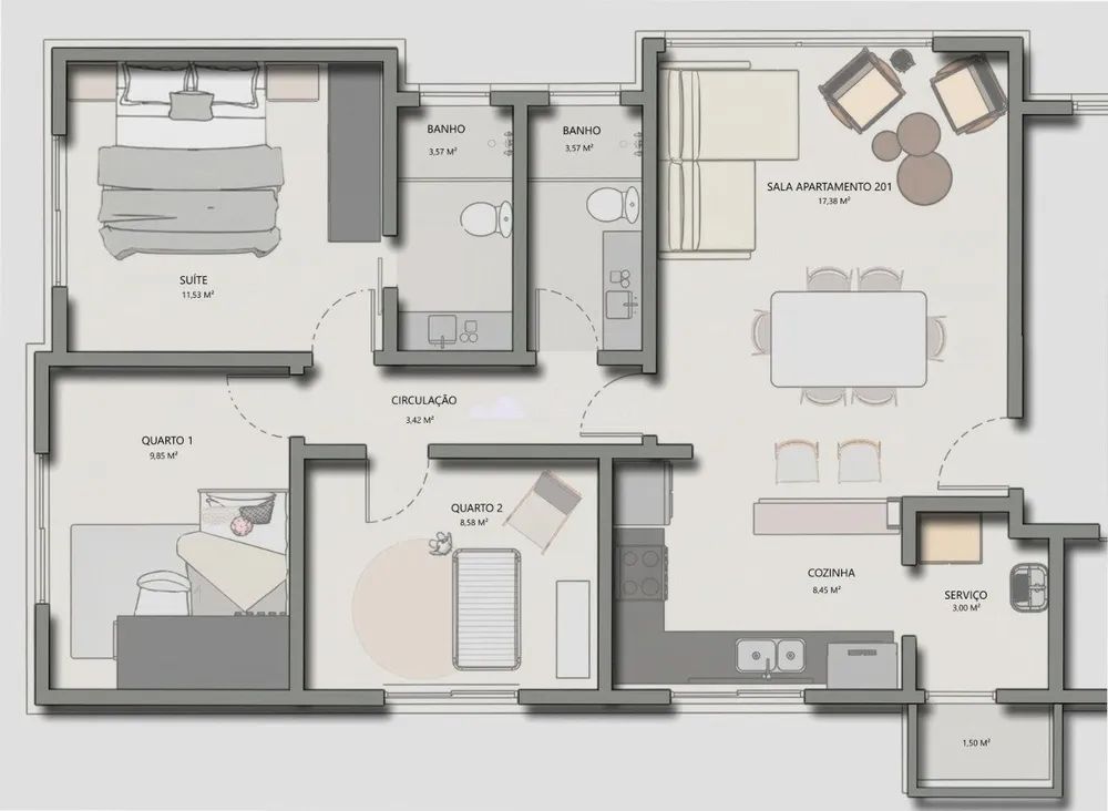 Apartamento, 3 quartos, 80 m² - Foto 3