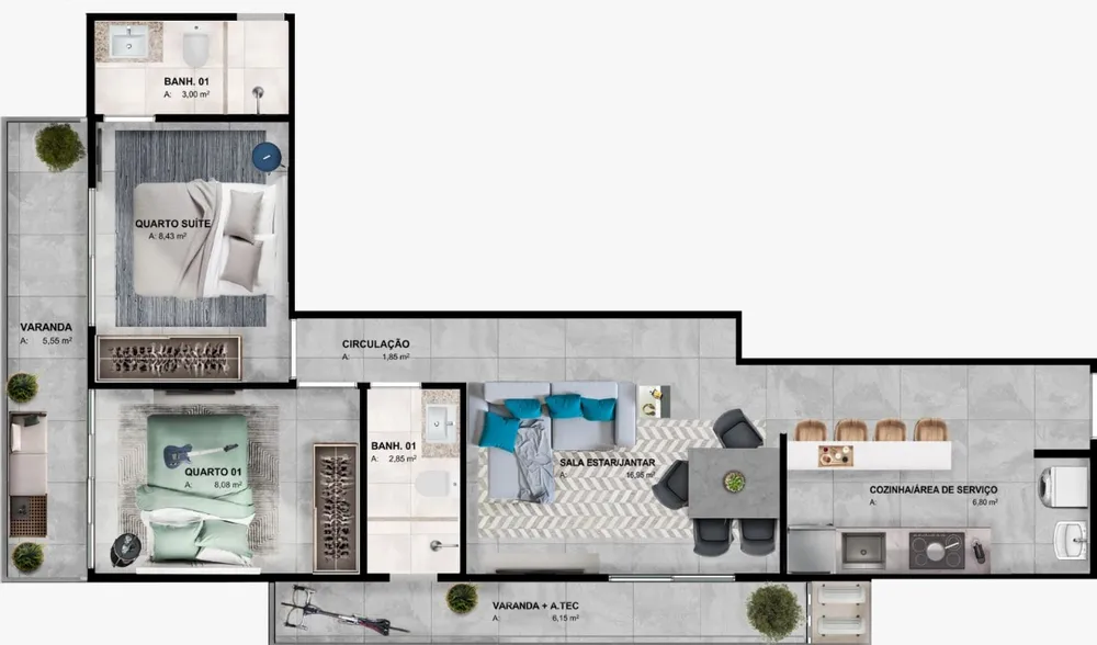 Apartamento, 2 quartos, 66 m² - Foto 7
