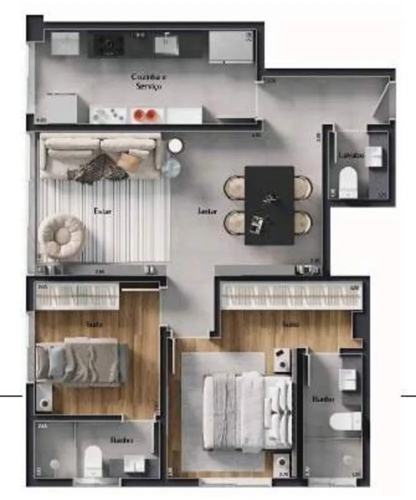 Apartamento, 2 quartos, 69 m² - Foto 2