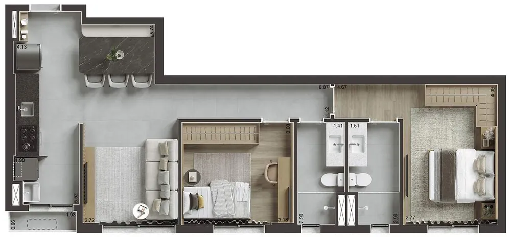 Apartamento, 2 quartos, 66 m² - Foto 1