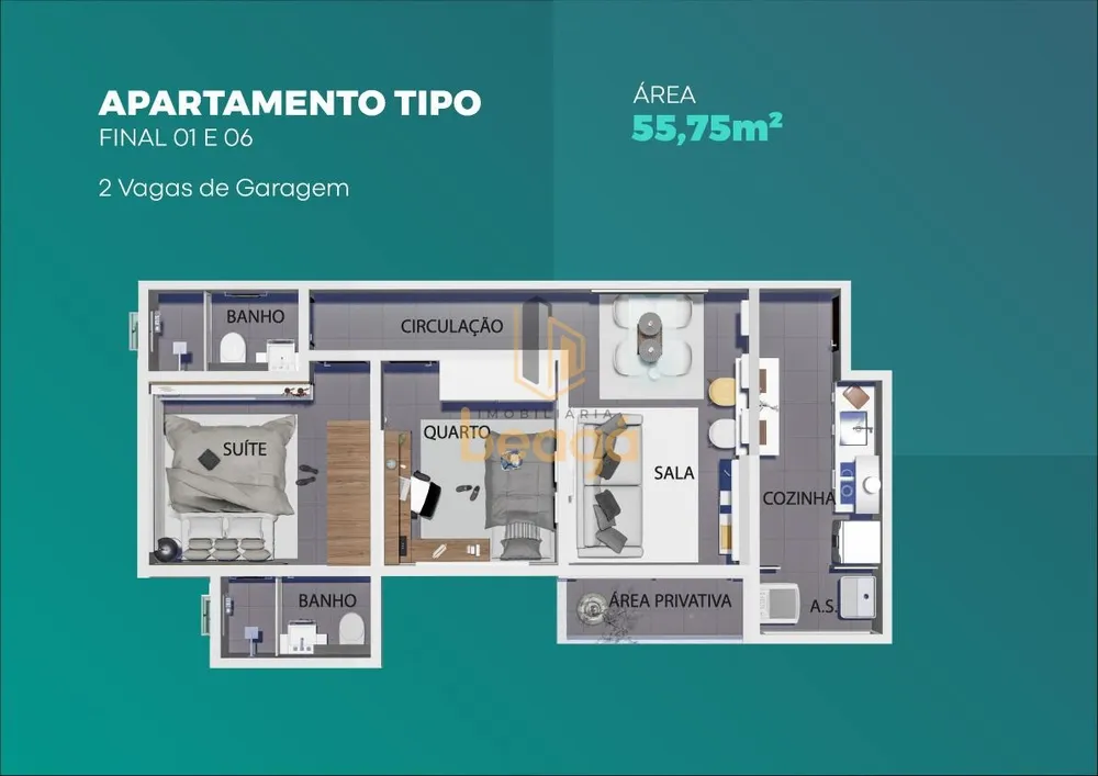 Apartamento, 2 quartos, 54 m² - Foto 2