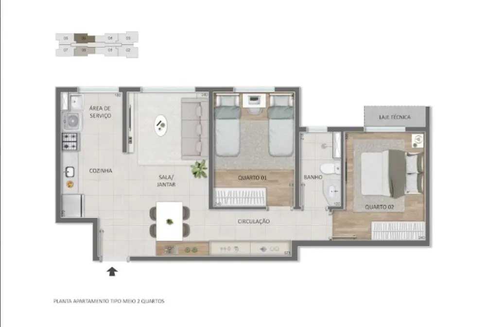 Apartamento, 2 quartos, 48 m² - Foto 1