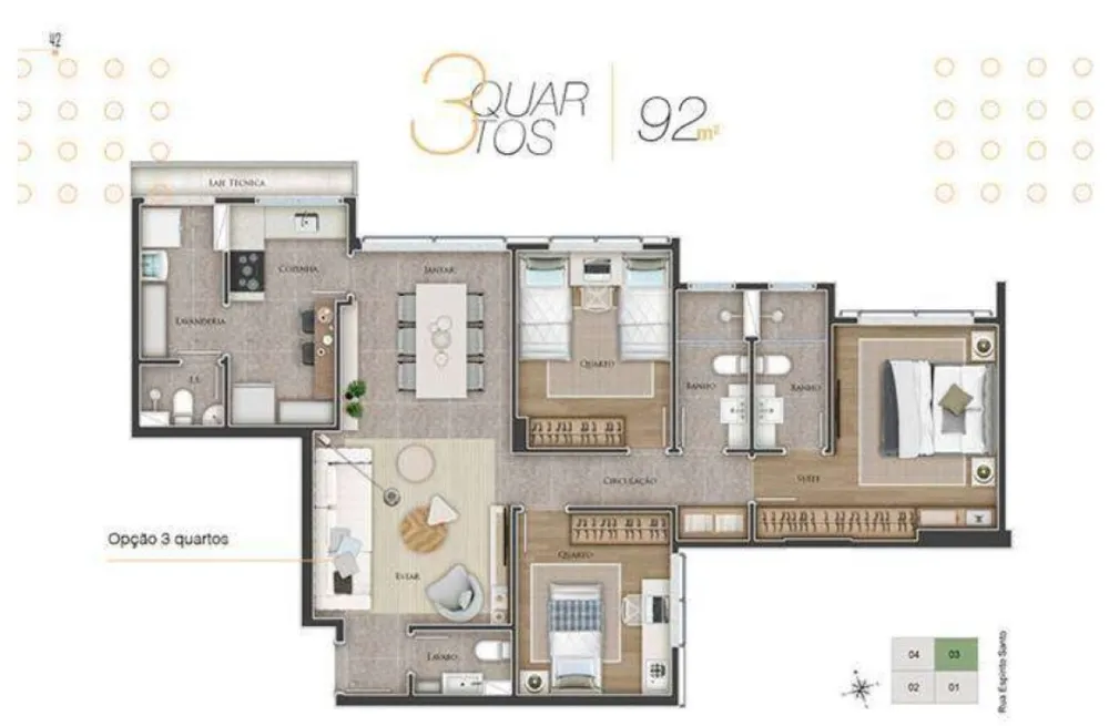 Apartamento, 3 quartos, 98 m² - Foto 3