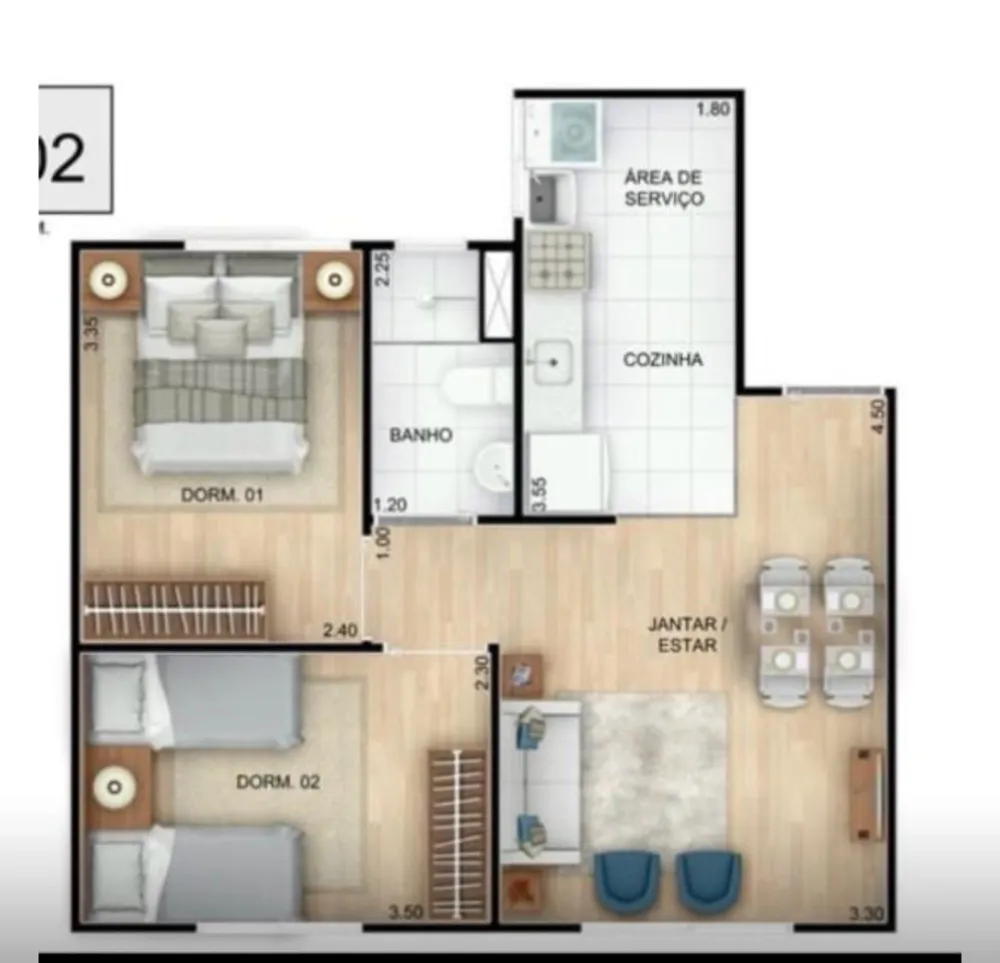 Apartamento, 2 quartos, 45 m² - Foto 6