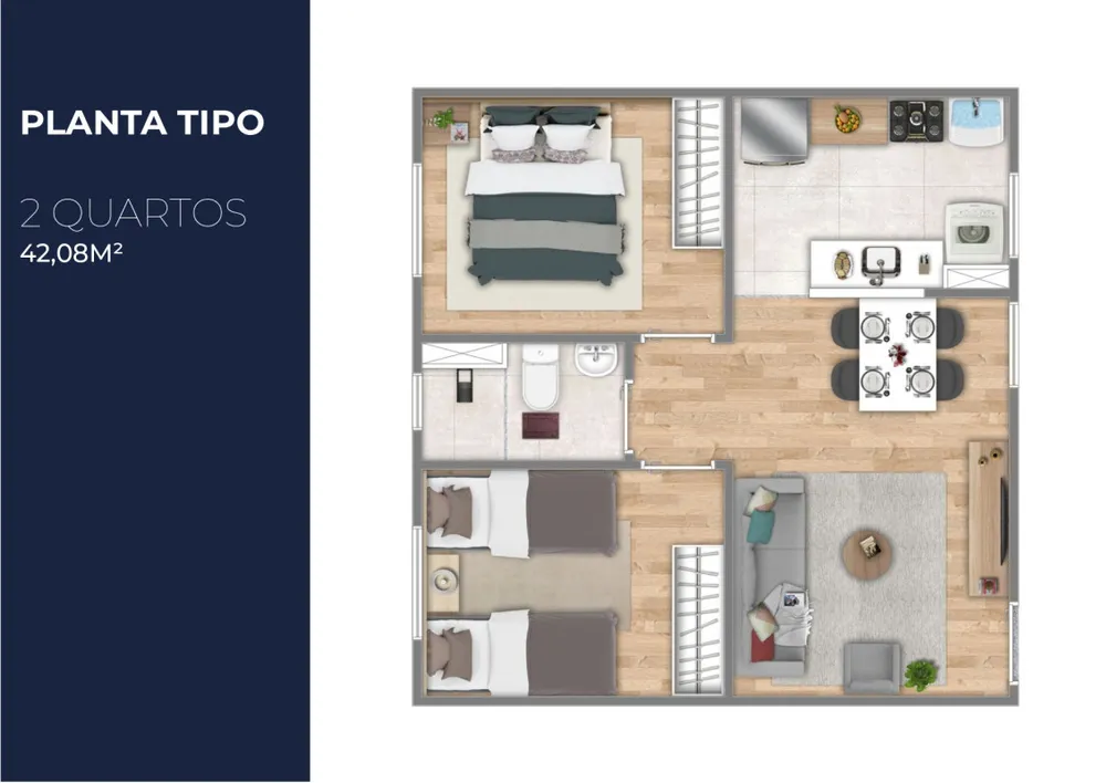 Apartamento, 2 quartos, 43 m² - Foto 8