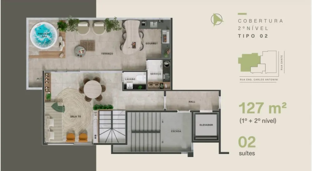Cobertura, 2 quartos, 127 m² - Foto 1