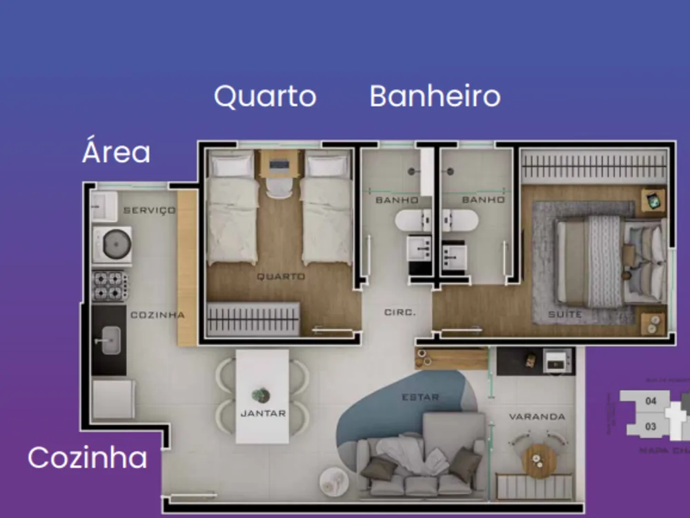Apartamento, 2 quartos, 55 m² - Foto 3