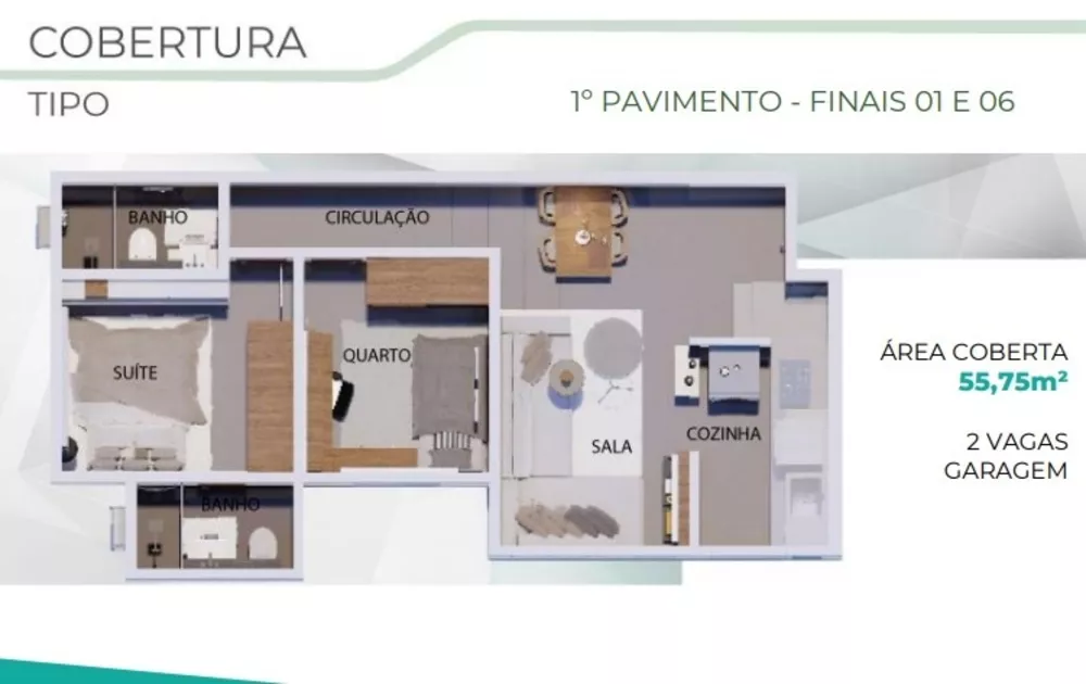 Apartamento à venda com 2 quartos, 56m² - Foto 3