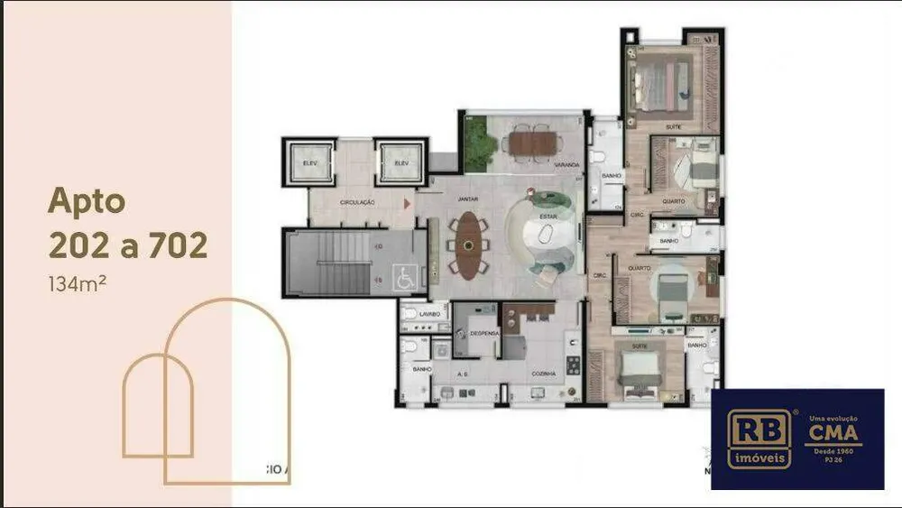 Apartamento, 4 quartos, 134 m² - Foto 2
