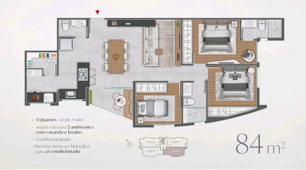 Apartamento, 3 quartos, 83 m² - Foto 2