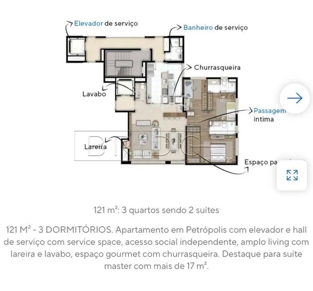 Apartamento, 3 quartos, 121 m² - Foto 3