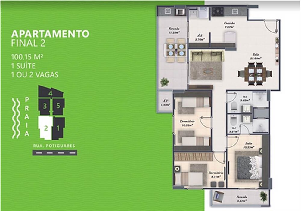 Apartamento, 3 quartos, 100 m² - Foto 1