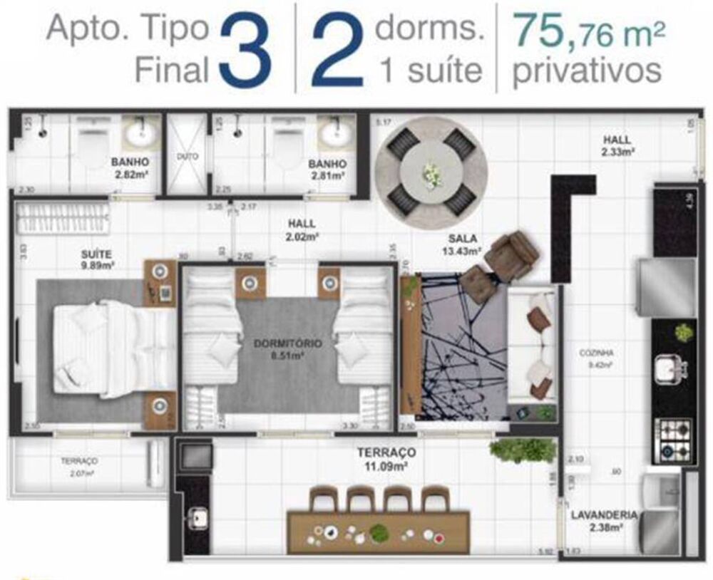 Apartamento, 2 quartos, 76 m² - Foto 4