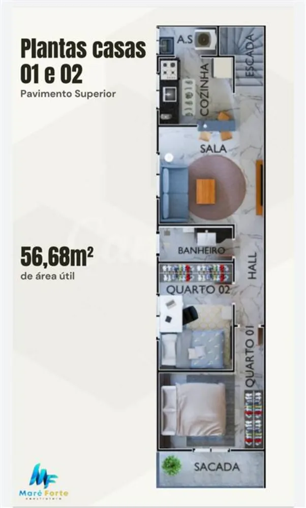 Casa, 2 quartos, 57 m² - Foto 1