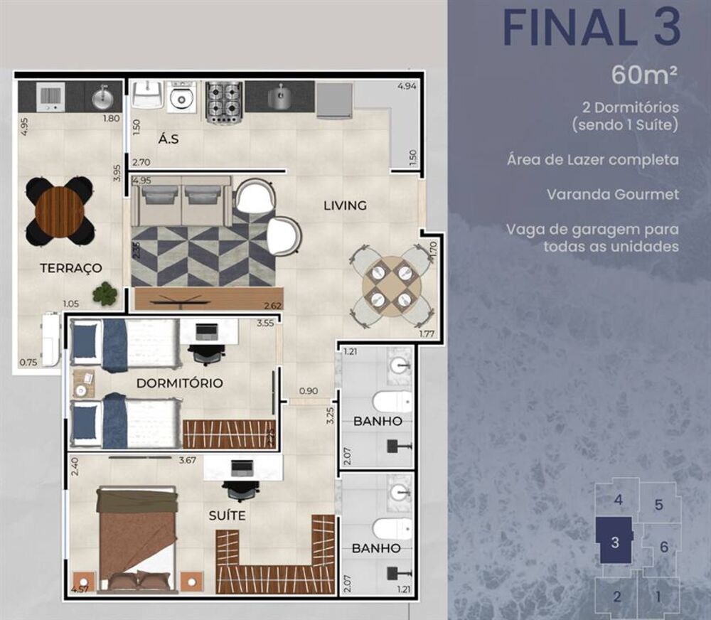 Apartamento, 2 quartos, 61 m² - Foto 6