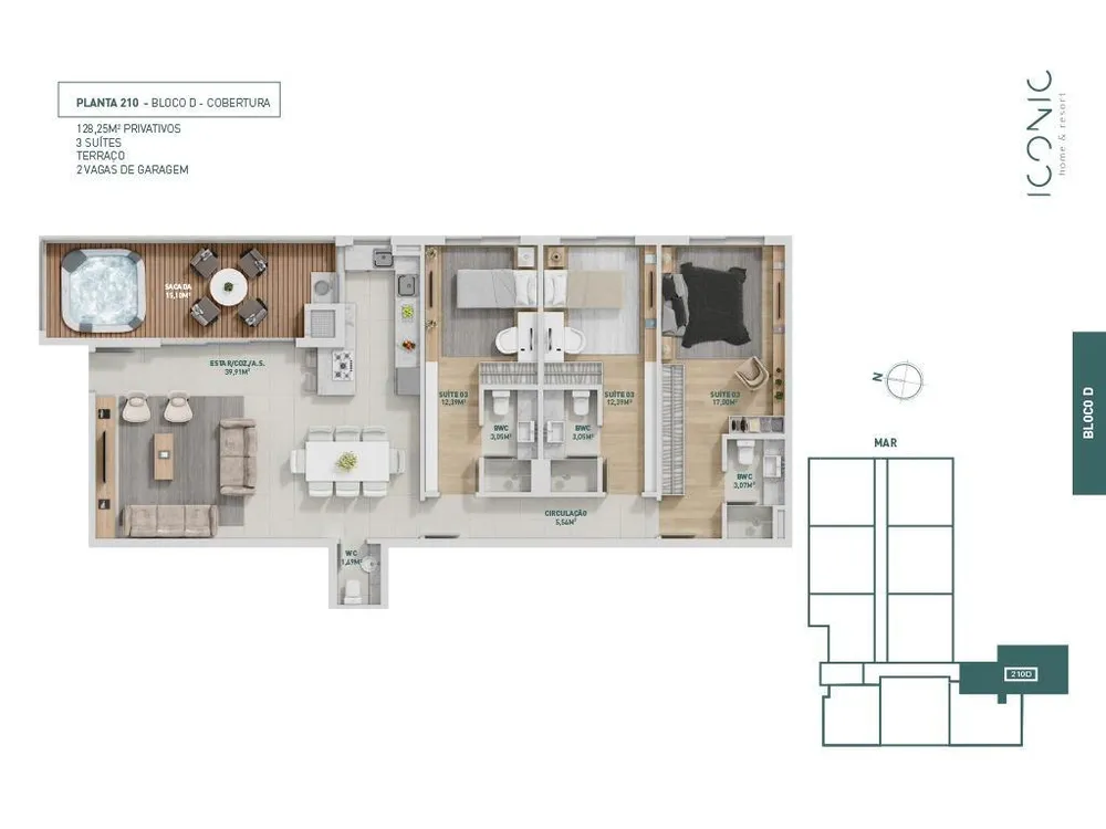 Cobertura, 2 quartos, 79 m² - Foto 3