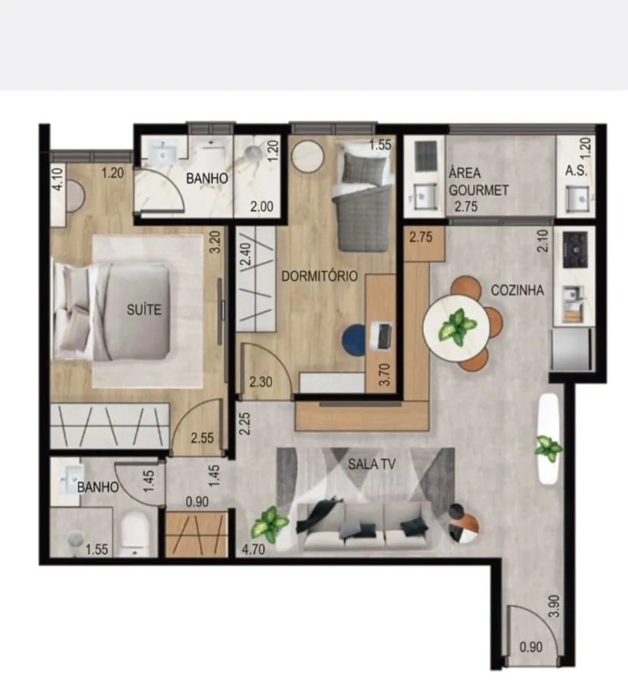 Apartamento, 2 quartos, 50 m² - Foto 1
