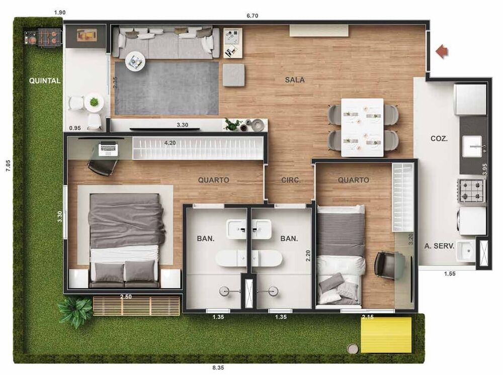Apartamento, 2 quartos, 43 m² - Foto 1