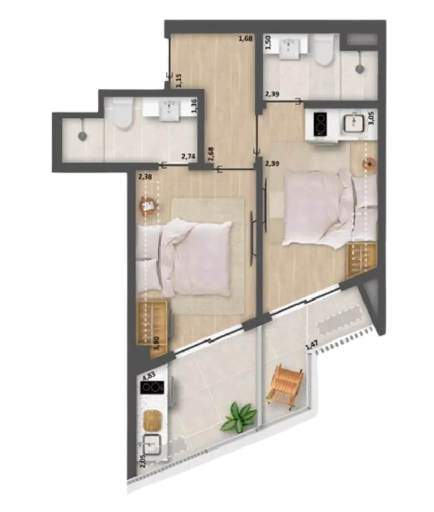 Apartamento, 2 quartos, 43 m² - Foto 13