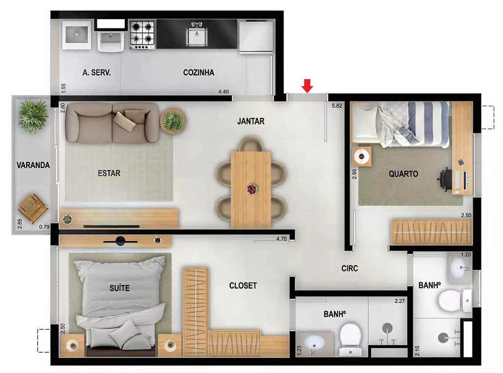 Apartamento, 2 quartos, 57 m² - Foto 7