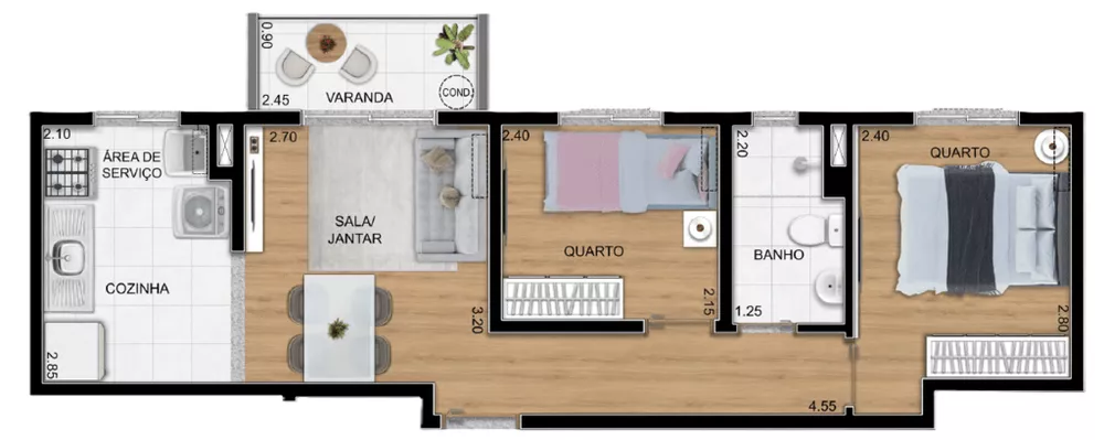 Apartamento, 2 quartos, 46 m² - Foto 14