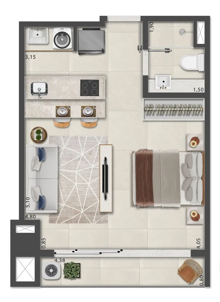 Apartamento, 1 quarto, 52 m² - Foto 114
