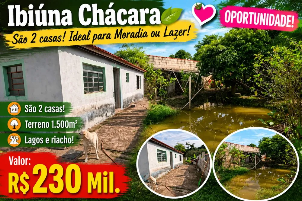 Chácara, 3 quartos, 1500 m² - Foto 1