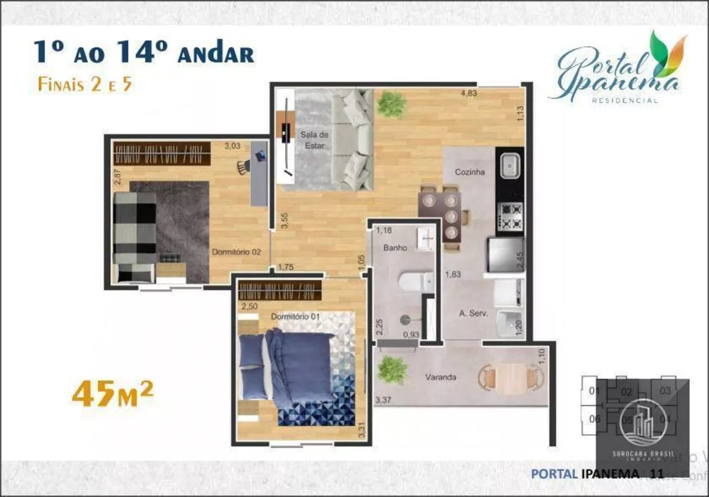 Apartamento à venda com 2 quartos, 56m² - Foto 6