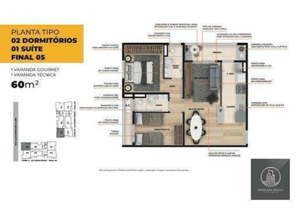 Apartamento, 2 quartos, 60 m² - Foto 3