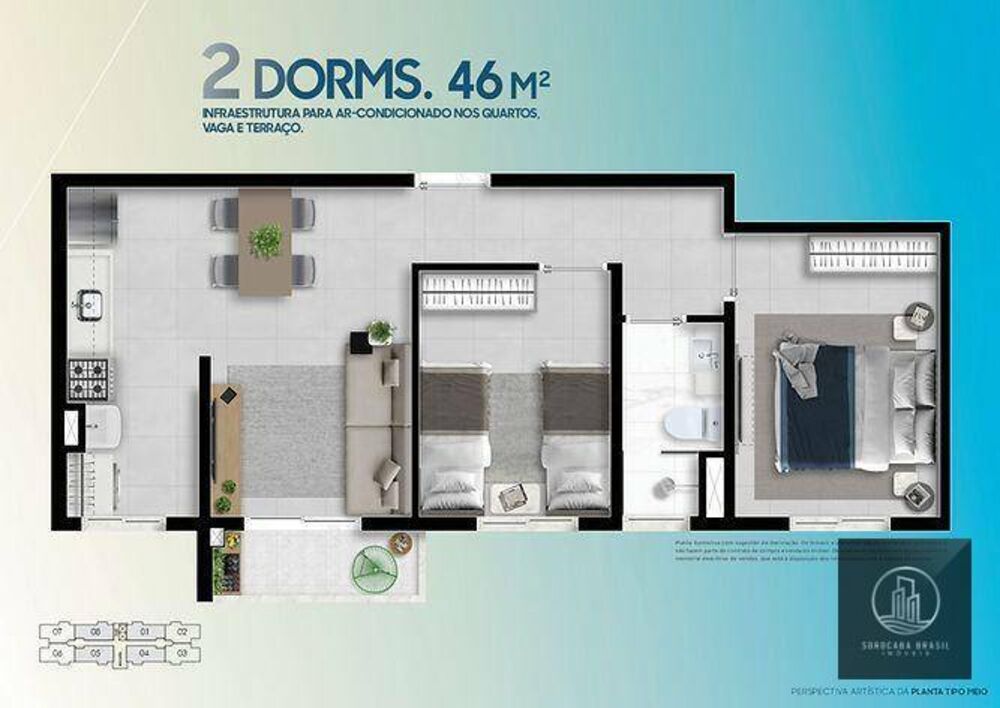Apartamento, 2 quartos, 45 m² - Foto 3