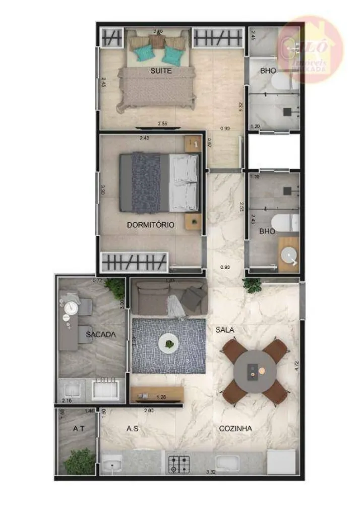 Apartamento, 2 quartos, 57 m² - Foto 2