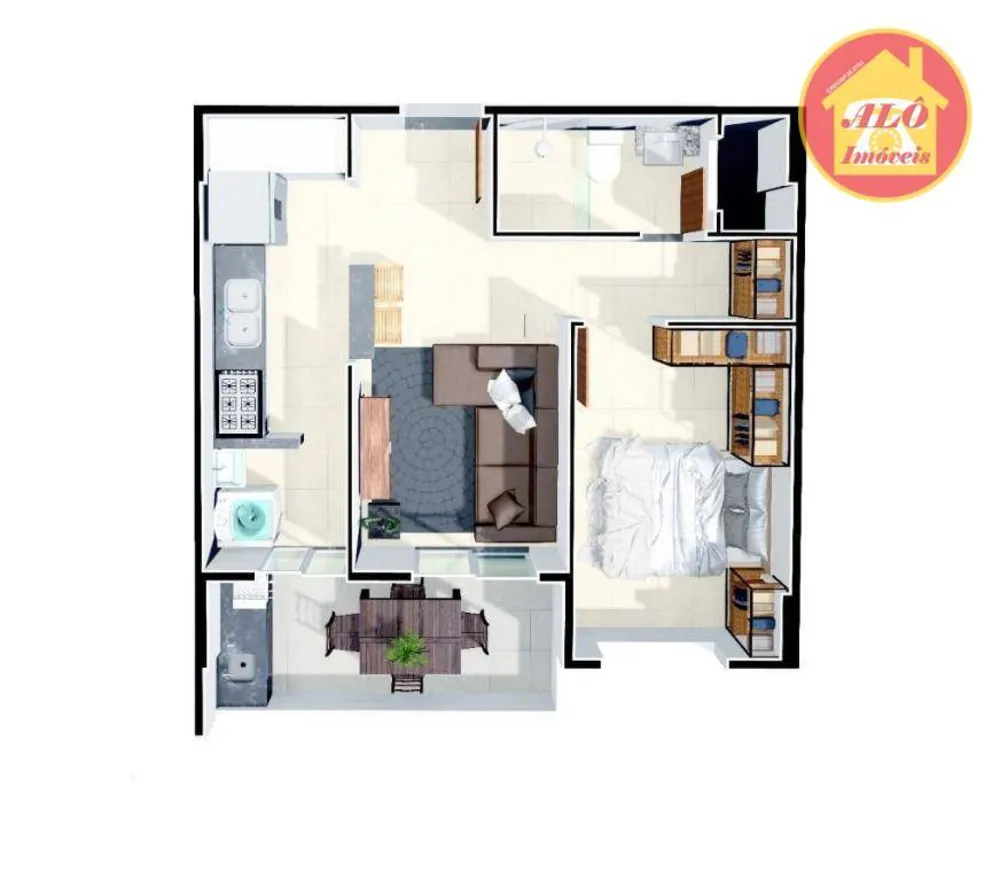 Apartamento, 1 quarto, 46 m² - Foto 1