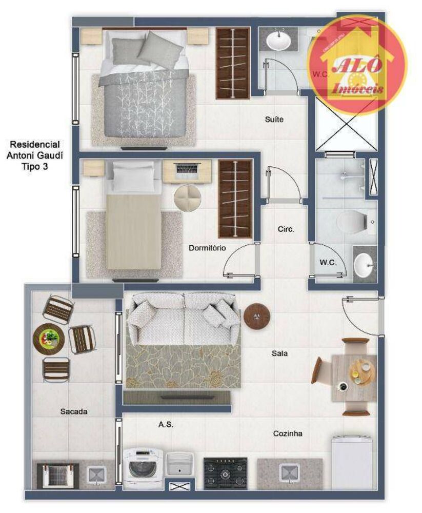 Apartamento à venda com 2 quartos, 57m² - Foto 6