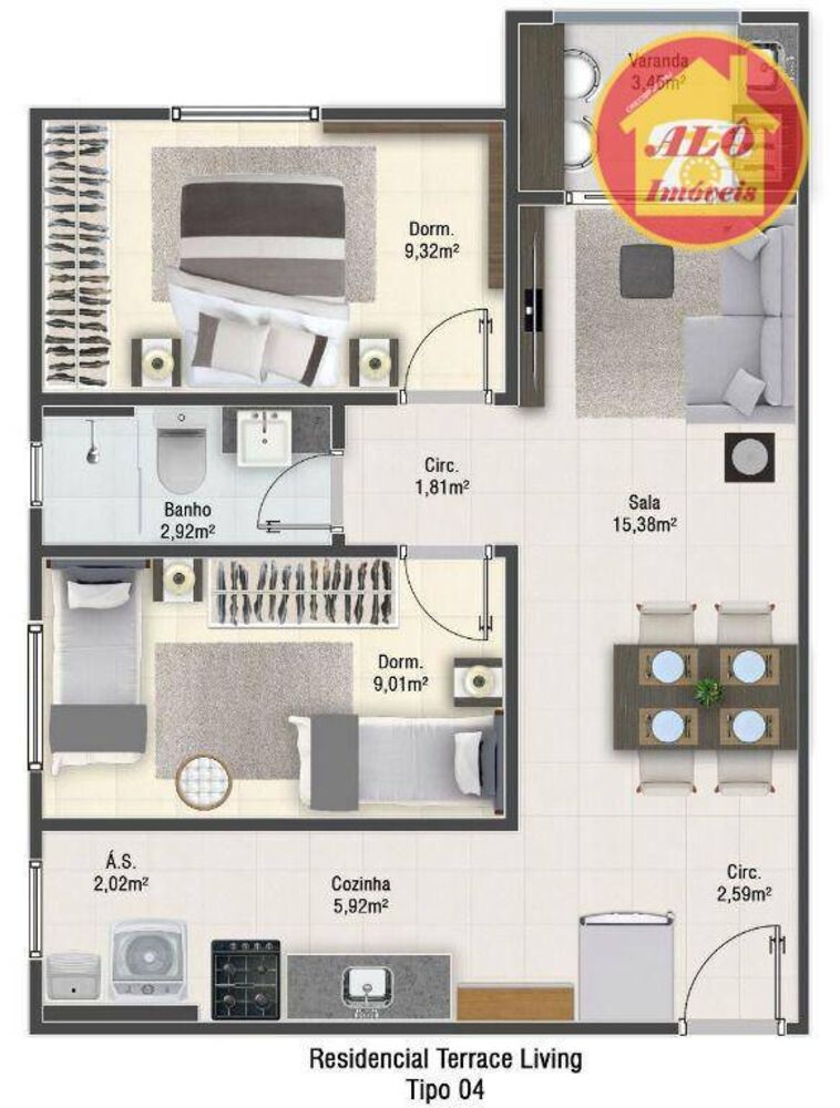 Apartamento, 2 quartos, 55 m² - Foto 7