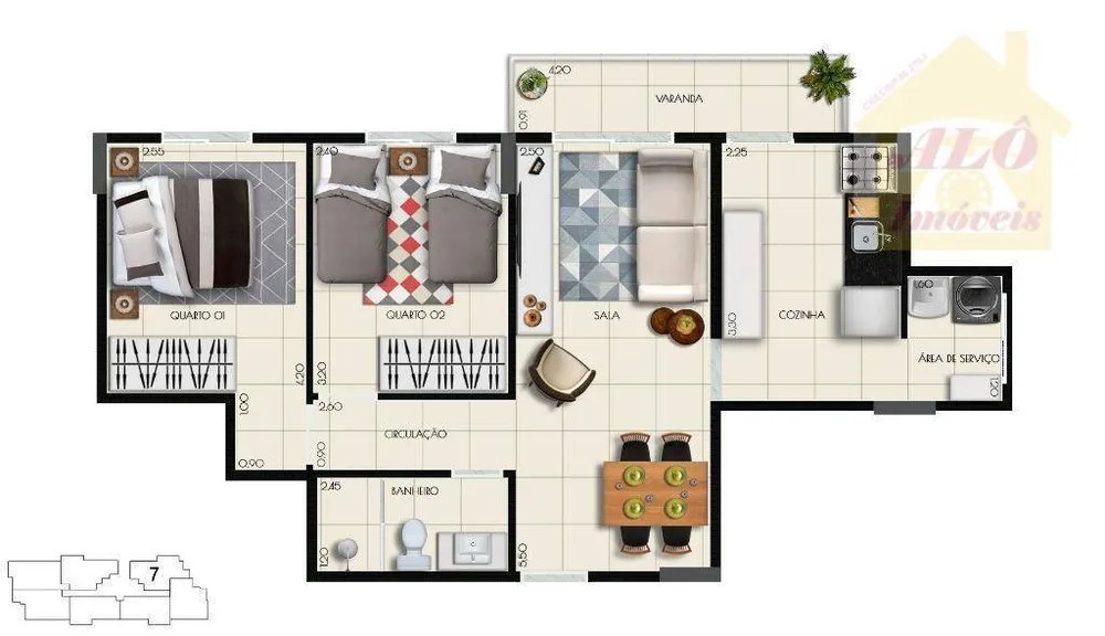 Apartamento, 2 quartos, 55 m² - Foto 2
