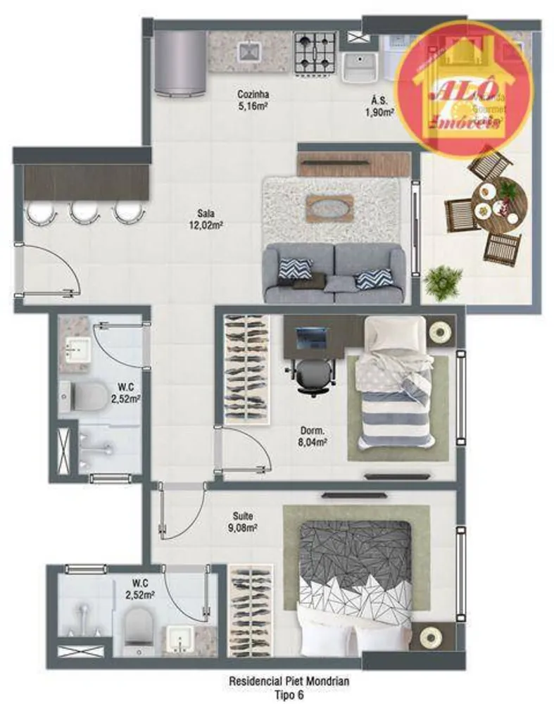 Apartamento, 2 quartos, 57 m² - Foto 12