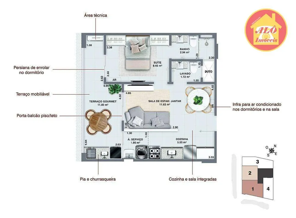 Apartamento, 2 quartos, 48 m² - Foto 2